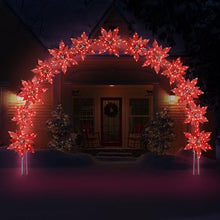 Mr. Christmas 8.5 ft. Illuminated Poinsettia Arch with Warm White LED Lights, Outdoor Christmas Archway Decoration, Holiday Display