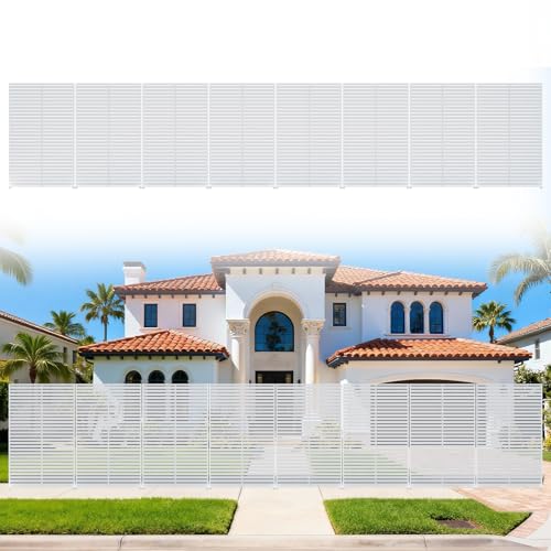 Privacy Screen Outdoor Freestanding Fence Panel with 6 Panel, 72" H×47" W HDPE Decorative Screen Panel with Stand, Air Conditioner Fence, Privacy Panels for Patio, Balcony, Garden, Backyard