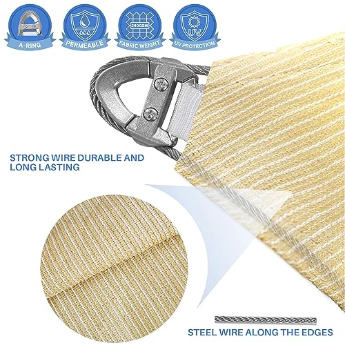 E&K Sunrise 27' x 45' Rectangle Sun Shade Sail Canopy Cover UV Block Beige