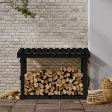 WXPWAMZ Firewood Rack Black 108X64.5X77 Cm Solid Wood Pine, Firewood Log Rack, Firewood Storage Rack Shelf, Ventilation Metal Log Store Holder For Outdoor Or Indoor Wood Stand Se