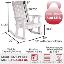 Amish Casual Heavy Duty 600 Lb Mission Pressure Treated Rocking Chair with Cupholders (Semi-Solid White Stain)
