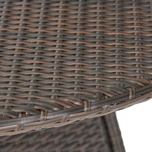 Modern Stylish Outdoor PE Wicker Dining Table with Powder Coated Iron Frame, Versatile Design Patio Coffee Table with Waterproof Tabletop