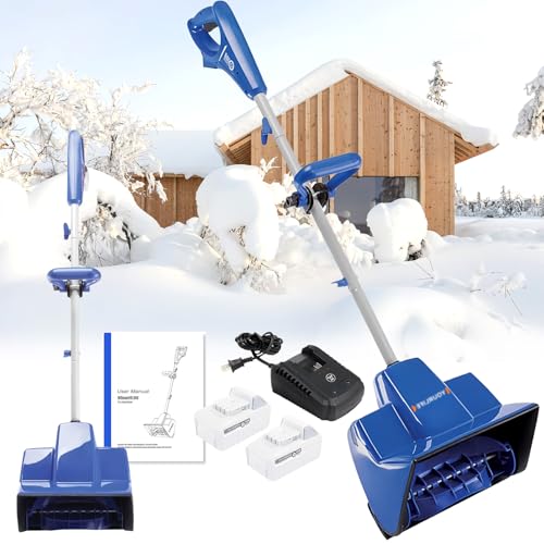 24V 11-Inch Cordless Snow Shovel, Battery Powered Snow Blower, Electric Snow Shovel, 20FT Throw Distance, 24-V/4.0 Ah Lithium-ion Battery Pack, and Quick Charger Included,1Battery