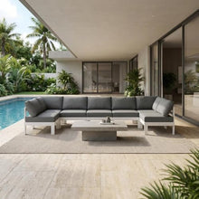Outdoor Escape Gray Fabric Outdoor Patio Modular Sectional, Weather-Resistant Upholstery, Spacious Seating, Durable Frame, Perfect for Garden and Yard