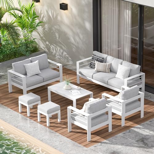 Wisteria Lane Aluminum Outdoor Patio Furniture Set Light Grey
