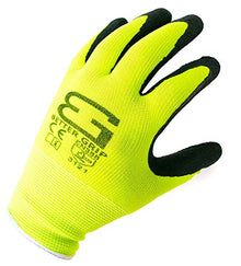 (Box Deal) BGS-LM-9L-CS, Better Grip Nylon Sandy Latex Coated Work Gloves, 144 Pairs/CS (Large, Hi-Vis Lime)