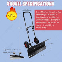 DPQYJPP Snow Shovel for Driveway, Push Snow Shovels Outdoor Snowplow Snow Pusher Anti Slip Wheels 42cm Shovel Head 360° Adjustable ice Snow Removal Tool for Driveway & Walkway