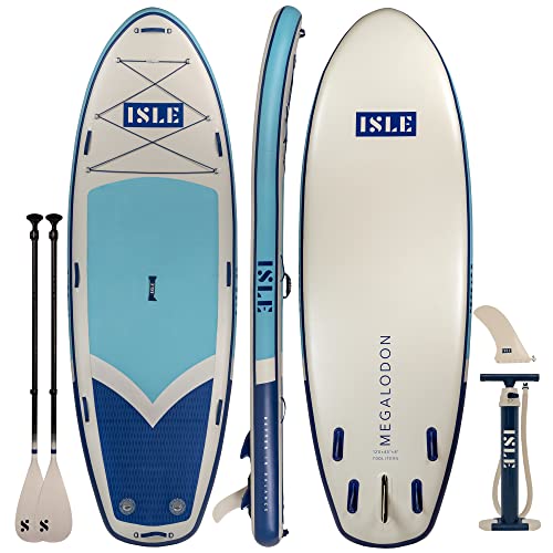 ISLE Surf and SUP Megalodon Inflatable Stand Up Paddle Board Aqua/Navy