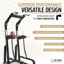 RYAN SHERWOOD Power Tower - Commercial Chin Dip Station with Vertical Knee Raise, 275 lb Capacity