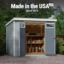 Handy Home Products Highland 8x6 Modern Wooden Storage Shed with Floor Kit and Palram roof- Does not Include Paint