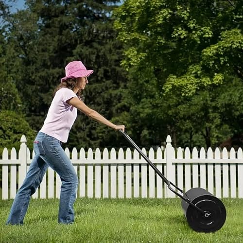 Oracra Lawn Roller Heavy-Duty Garden Drum Roller, Metal Pull & Push Turf Rollers for Backyard/Ball Field, Steel Lawn Rolling with Drain Plug, Manual Grass Roller