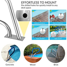 Pool Rail Pool Railing Swimming Pool Handrails,304 Stainless Steel Spa Stair Handrails with Quick Mount Base,Pool Safety Handrails for Garden Backyard Pools