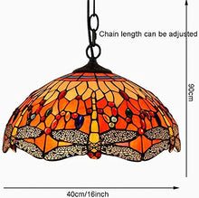 FSunKoFu Tiffany Chandelier, 16-Inch European Wrought Iron Balcony Warm Color Art Stained Glass Dragonfly Ceiling