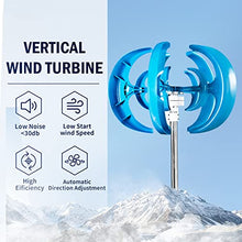 OLONETO 1200W 12V 24V 5 Blades Wind Power Generator+MPPT Controller Lantern Vertical Shaft Wind Power Generator Kit for Home Mixed Lights (Color : Blue B, Size : 12v)
