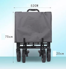 CWENZXDIA Garden Wagon Folding Garden Trolley Cart with Roof Wheels Brake Transport Metal Steel for Camping Utility Cart(Green)