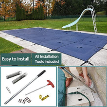 ZAQYCM Heavy Duty Rectangular Pool Covers for Inground Pools, Rectangle Winter Swimming Pool Safety Cover with Installation Hardware, Concrete Floor/Wooden Deck Mounted(4x9m/13x29.5ft)