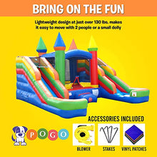 Pogo Bounce House Crossover Rainbow Inflatable Bounce House with Double Water Slides