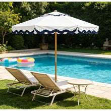 OROTLECT 8.2Ft Classic Vintage Wood Outdoor Patio Umbrella, Pulley Operated, UPF 50+ Sun Shade, For Terrace, Courtyard, Bistro, Pool And Wedding Decoration