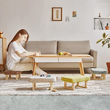 RFSHAOP Ottoman Foot Stool Linen Shoe Change Stool Small Footstool Square Foot Stools Rest Stool Footstools for Living Room Ottomans for The Bedroom Outdoor Ottomans, Matcha B-44.5X33X36CM