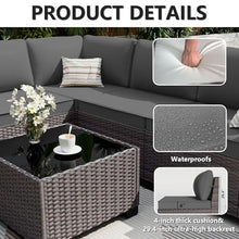 ALAULM 7 Pieces Patio Furniture Set with Fire Pit Table 55000BTU, Oversized Seat/Armrest and High Back Wicker Conversation Set with Thick Cushion for Backyard, Garden, Black