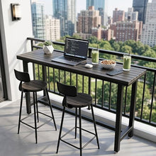 MISXEOE Outside Patio Bar Table Extra Long 47.2"-102.4", Outdoor Wood High Bar Table Counter Height Tables, Weather Resistant for Balcony, Pool, Garden, Backyard(Black 2,86.6"x15.7"x41.3")