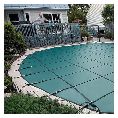 ERRULAN Outdoor Round Pool Cover, Cold Resistant Pool Safety Covers with Installation Hardware, Triple Stitched/Reinforced Edges/Thicken Mesh(Green,32.5ft/9.9m)
