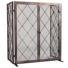 Generic 32inch Decorative Hearth Screen Metal Foldable with Doors Baby