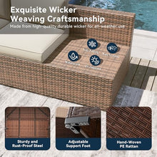 LazySunsets 8 Piece Outdoor Patio Furniture Set with 44'' Fire Pit Table, Outdoor Patio Furniture Set with 4'' Thicken Cushion, Wicker Rattan Outdoor Conversation Set for Backyard & Garden, Beige