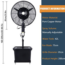 JDXQBLD Adjustable Height Misting Fan Outdoor Patio, 3 Wind Modes Outdoor Fan Misters for Cooling, Industrial Standing Fan with Mist, Black，81cm/31.9in