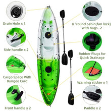 ProMaintain 12.4FT Sit on Top Fishing Kayak for 2-3 Adults with Paddle & Seat, 600LBS Capacity, Green White