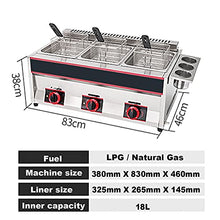 Multi-Function Gas Fryer, Professional Stainless Steel Lpg Gas Fryer, 33L Large Capacity Fryer with Three Tanks, Adjustable Firepower, Home and Commercial, Easy to Clean,Multicolourlpg