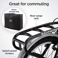 Schwinn Loop Adult Folding Bike 20-inch Wheels 7-Speed Drivetrain Rear Cargo Rack Carrying Bag Black