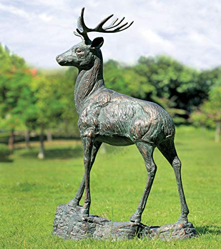 BLACK FOREST DECOR Stag Garden Sculpture 27 1/2" Wx14 Dx41 1/2" H