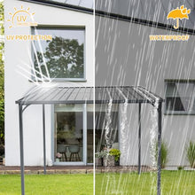 8x10 FT Wall-Mounted Galvanized Steel Pergola with Metal Roof, Heavy Duty Outdoor Patio Cover, Reinforced Support Columns, Sloped Drainage Roof, Backyard Shelter for BBQ, Garden, Lounge Area