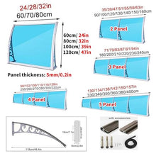 GJZDPMY Complete Awning Kit 39"x91" -Outdoor Awnings for Windows Decks & Patios Featuring Black Steel Brackets & Clear Panels - Weather-Resistant Metal Awning Solution