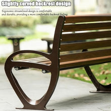 HYUIO 2-Person Metal Steel Benches Metal Park Bench Heavy-Duty Slatted Garden Bench with Backres for Garden Poolside Front Porch Courtyard Park(120cm/47in)