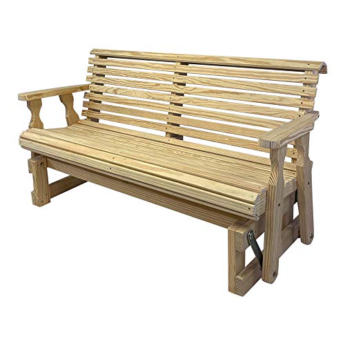 Amish Heavy Duty 800 Lb Roll Back Pressure Treated Porch Glider (4 Foot, Unfinished)