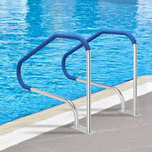 LSJINGS 49‘‘ x 34‘‘ Pool Handrail, In Ground Pool Rail with Blue Heat & Slip Resistant Cover, 316 Stainless Steel 550LBS Load Capacity Pool Railing for Pool, Deck, Water Park(2)