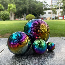 YDJIANCAI 1 Pcs Gazing Ball, Stainless Steel Mirror Ball Reflective Garden Sphere, Gazing Globe for Home Garden Pond Outdoor Swimming Pool Decoration, Rainbow(Size:18.89in/48cm)