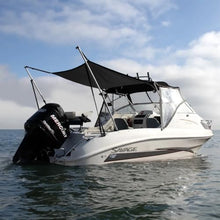 Oceansouth Hard Top Stern Shade Extension Kit | Heavy Duty Marine Rear Shade Extension with Atlas Marine Fabric - Gray (Size 9 - Length 8.5' x Width 7.5')