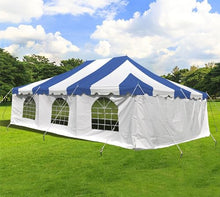 Party Tents Direct 20' x 30' Weekender Pole Canopy, Blue Top with Sidewalls