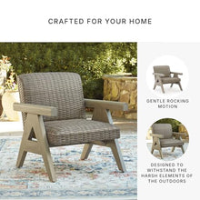 Signature Design by Ashley Haven Retreat Outdoor Rocking Lounge Chair, Rust-Free Aluminum Frame, All-Weather Handwoven Resin Wicker, Patio Rocker with Quick-Dry Cushion, Beige