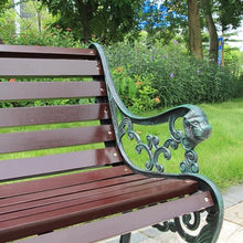 ERoomQ Outdoor GThe Bench,Outdoor GThe Park Patio Bench, Rust Resistant Cast Iron Frame Patio Lawn Bench, Weather Resistant Solid Wood Leisure Slatted Seat