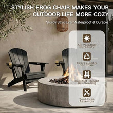HGTRH Folding Adirondack Chairs Set of 2, Portable HDPE Outdoor Patio Chair with Wooden Textured & Cup Holder, Weather Resistant, Capacity for Pool, Backyard, Balcony, Fire Pit Grey