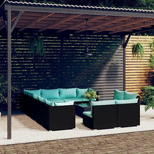 Heofavd 13-Piece Patio Furniture Set Black PE Rattan Outdoor Sectional Sofa Group 24.8"x23.6" Coffee Table for Garden Balcony Backyard