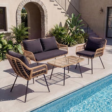 Garvee 4 Piece Patio Bistro Set, Outdoor Wicker Bistro Furniture Sets