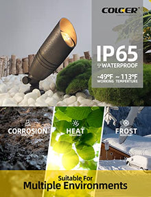 COLOER 12 Pack Brass Landscape Spotlights Outdoor with 5W MR16 Bronze(102B)