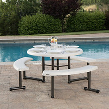 Lifetime Picnic Table 22127 44-inch Round Top Swivel Benches Almond Color Top