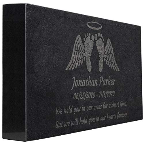 PlaqueMaker Black Granite Memorial Headstone for Infant or Child - Personalized Sympathy Gift (24 x 12 x 4)