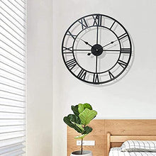 EHVYBDX Indoor Outdoor Decoration Outside Clock Mute Quartz Wall Clock Outdoor Garden Wall Clock Large Retro Roman Numerals Garden Clock Open Face Wrought Iron Waterproof Outdoor Clock